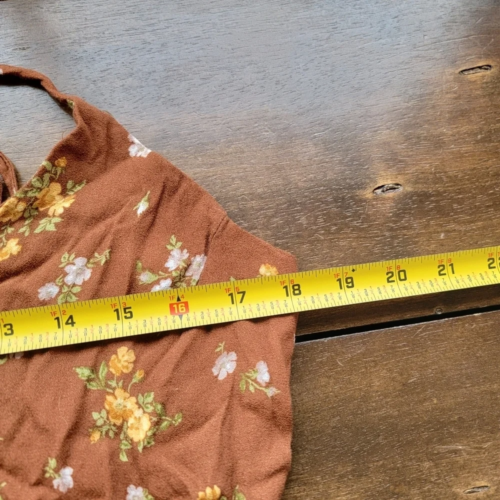 Reformation Ventura Floral V-neck Slip Dress sz XL Brown Chic Retro Cottagecore